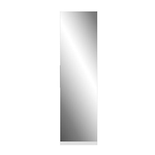 FORTE Calma Schuhschrank mit 1 Spiegeltür, Holzwerkstoff, Weiß, 180 x 50 x 20 cm