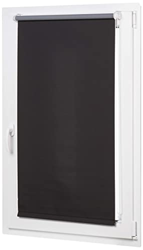 Amazon Basics - Verdunkelungsrollo mit farbiger Beschichtung, 96 x 150 cm, Schwarz