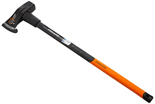 Fiskars Spalthammer (geschmiedet), 2 in 1: Axt und Hammer, Gewicht: 4,6 kg, Gehärtete Stahl-Klinge/Glasfaserverstärkter Kunststoff-Griff, Schwarz/Orange, X46, 1001705