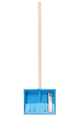 Kinder Schneeschaufel Kinderschaufel Schaufel Schneeschieber BOBO mit 250 mm Breiten Kunststoff Schild und Holz Stiel mit Gesamtlänge 84 cm (Blau)