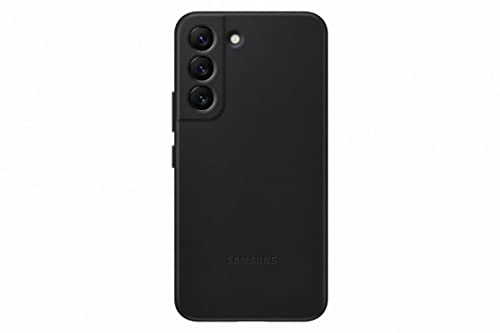 Samsung Leather Smartphone Cover EF-VS901 für Galaxy S22, Handy-Hülle, echtes Leder, Schutz Case, stoßfest, premium, Schwarz