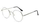 Kelens Retro Klare Linse Runde Brille mit Metallrahmen Ohne Sehstärke Computerbrille Clear Lens Brille Nerdbrille