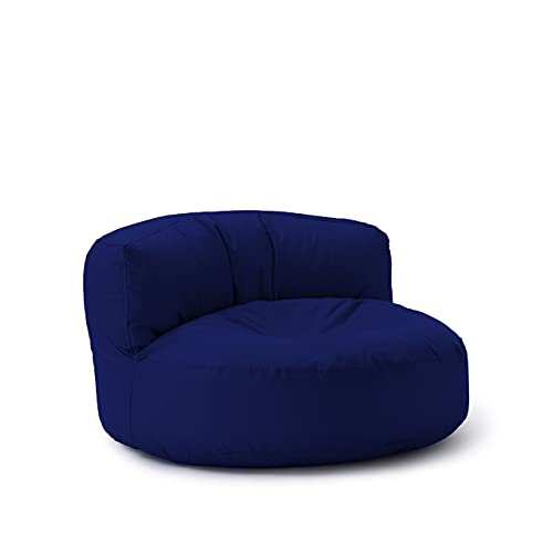 Lumaland Outdoor Sitzsack-Lounge, Rundes Sitzsack-Sofa für draußen, 320l Füllung, 90 x 50 cm, Dunkelblau