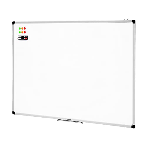 Amazon Basics Magnetisches Whiteboard mit Stiftablage und Aluminiumleisten, trocken abwischbar, 120 cm x 90 cm (B x H)
