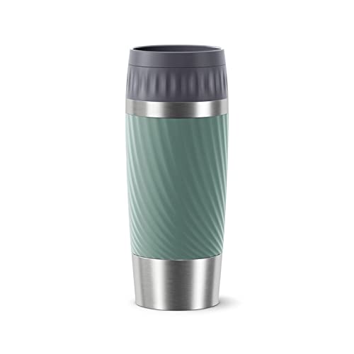 Emsa N20117 Travel Mug Easy Twist Thermobecher, 0,36 L, Deckel mit einfachen Öffnen/Schließ System, Edelstahl-Isolierbecher, 4h heiß/8h kalt, 360°-Trinköffnung | Petrol, 4 Stück (1er Pack)