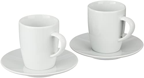 JURA 66499 2-er Set inklusive Unterteller weiß Kaffeetassen, Porzellan, 6.5 cm, 2-Einheiten