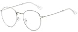MIGOO Klassische Runde Blaulichtfilter Brille Ohne Stärke Metall Rahmen Retro Brillenfassungen Nerdbrille Unisex (Herren/Damen)