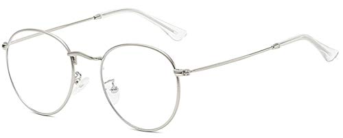 MIGOO Klassische Runde Blaulichtfilter Brille Ohne Stärke Metall Rahmen Retro Brillenfassungen Nerdbrille Unisex (Herren/Damen)