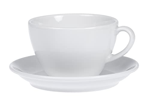 Esmeyer Kaffee-Tassen Bistro 0,20l mit Untertasse 12-teilig, Porzellan, Weiß, 31.5 x 18 x 12 cm, 6 Stück (1er Pack)