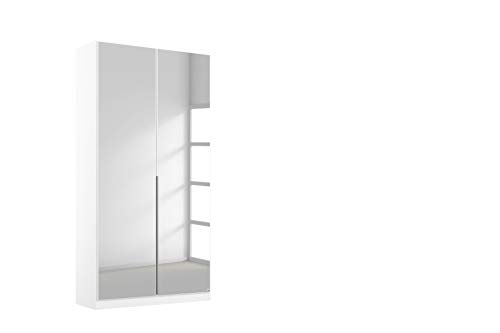 Rauch Möbel Alabama Schrank Kleiderschrank Drehtürenschrank Weiß mit Spiegel 2-türig inklusive Zubehörpaket Basic 1 Kleiderstange, 1 Einlegboden BxHxT 91x210x54 cm