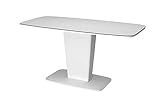 Säulentisch Esstisch ausziehbar 120-152cm Design Glas Tisch Weiß Hochglanz modern edel