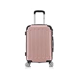 Flexot® Flex-2045 Handgepäck Kabinentrolley Koffer (16 Farben zur Auswahl) Zwillingsrollen Reisekoffer Bordcase Koffer Trolley Hartschale (M, Rose-Gold)