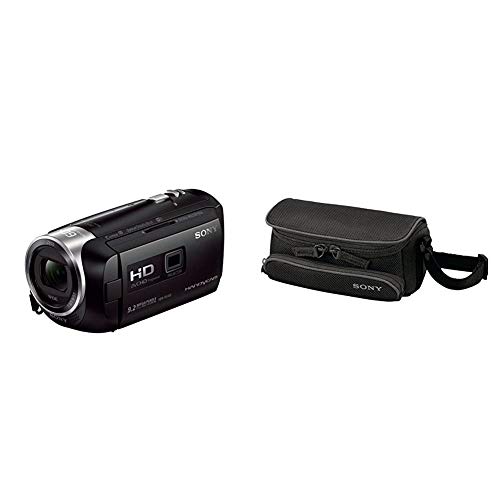 Sony HDR-PJ410 Full HD Camcorder (30-fach opt. Zoom, 60x Klarbild-Zoom, Weitwinkel mit 26,8 mm, Optical Steady Shot) schwarz & LCSU5 Tasche für Handycam schwarz