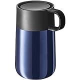 WMF Impulse Travel Mug, Thermobecher Edelstahl 0,3l, Automatikverschluss, 360°-Trinköffnung, hält Getränke 6h warm/ 12h kalt, blau