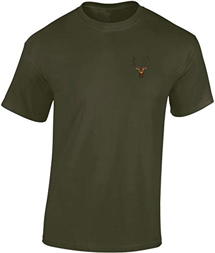 Jäger T-Shirt: Hirsch - Shirt mit hochwertigem Stick - Geschenk für Jäger - Jägerbekleidung - Jagdkleidung Männer - Waidmannsheil - Jagd - Wild-Schwein - Jägerin - Army - Hunter (L)