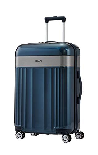 TITAN 4-Rad Koffer M mit TSA Schloss, Gepäck Serie SPOTLIGHT: edler Trolley in trendigen Farben, 67 cm, 69 Liter, North Sea (Blau)