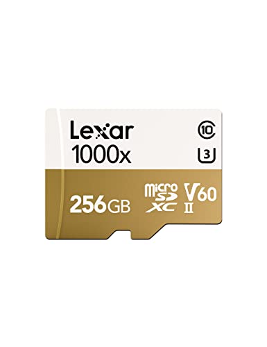 Lexar 256GB Professional 1000X Micro SDXC Speicherkarte + SD-Adapter bis 150MB/s(R), U3, C10, V60 Full HD, TF-Karte für Nintendo Switch/Drohne/Kamera/Smartphone/PC/Tablet