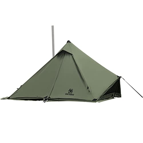OneTigris Conifer Tipi Zelt mit Schneerock Zelt wasserdicht 1 Person für Zeltofen 4 Jahreszeiten Camping-Ranger Grün(Tetoron Baumwolle)
