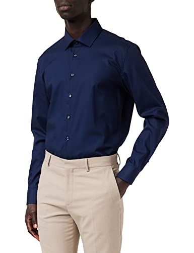 Seidensticker Herren Business Hemd - Slim Fit – Bügelfreies, schmales Hemd mit Patch - Kent-Kragen – Langarm – 100% Baumwolle