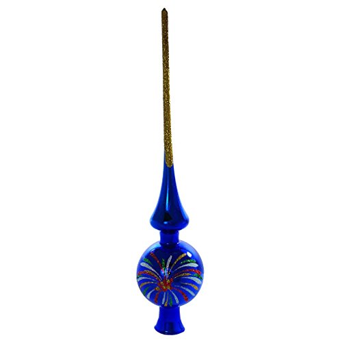 HolidayGiftShops Feuerwerk Vintage Glas Weihnachten Mini Tree Topper (blau, glänzend)