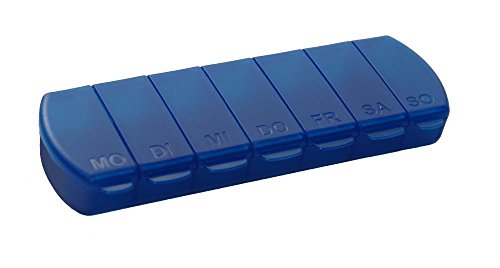 MAXBOX Tablettenbox für 7 Tage, Tablettendose, Pillenbox mit getrennten Fächern - blau