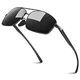 Sonnenbrille Herren Polarisiert,Ultraleichte Al-Mg Metallrahmen mit Federscharnier,UV400 Schutz Angel Fahren Fahrbrille Sonnenbrille CAT 3 CE