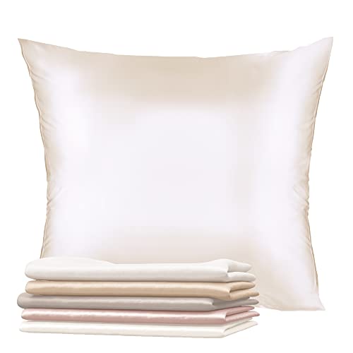 Dreamzie - Seidenkissenbezug 80 x 80 cm - 100% Maulbeerseide 19 Momme Doppelseitig Oeko-TEX® - Silk Pillowcase für Haar und Haut - Anti-Aging, Anti-Bettwanzen - Elfenbein
