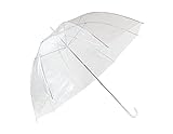 Invero Transparenter Regenschirm, gewölbt, winddicht, mit weißem C-Griff, ideal für Reisen, Hochzeiten, Brautpartys, Fotoshootings und mehr, geöffneter Durchmesser von 83 cm