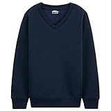 CityComfort Pullover aus Baumwolle | V-Ausschnitt Pullover in Schwarz Gr. 98-164 | Für Jungen von 3-14 Jahren | Uniform Bekleidung in Langarm(Marineblau-1er Pack, 11-12 Jahre)