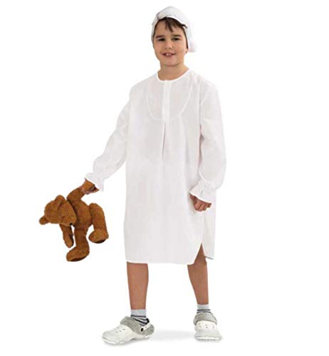 KarnevalsTeufel Kinder-Kostüm Nachthemd, langes Schlafhemd weiß mit passender Mütze (128/140)