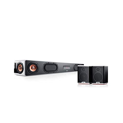 Teufel Cinebar Ultima Surround 4.0-Set Weiß/Schwarz-Weiß Soundbar Bluetooth mit aptX HDMI Surround Kino - Sound Speaker