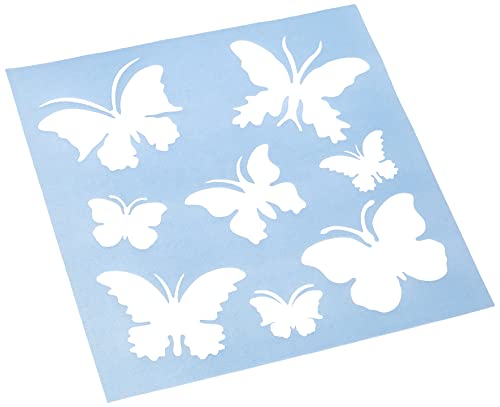 RAYHER 3847500 Schablone „Schmetterlinge“ 30x30cm, 8 Motive ca. 5,5-12cm, Malschablone, Wandschablone, Kunststoff, biegsam, formstabil, transparent