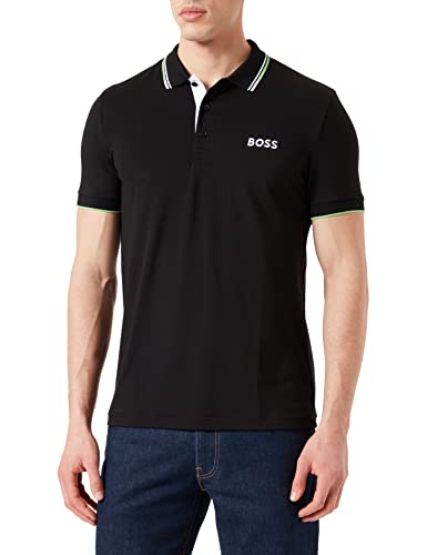 BOSS Herren Paddy Pro Poloshirt aus Baumwoll-Mix mit kontrastfarbenen Logos Schwarz XXXL