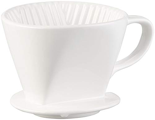 Rosenstein & Söhne Kaffeefilter Keramik: Porzellan-Kaffeefilter für Filtertüten der Größe 2, bis 4 Tassen, weiß (Kaffeefilterhalter Porzellan)
