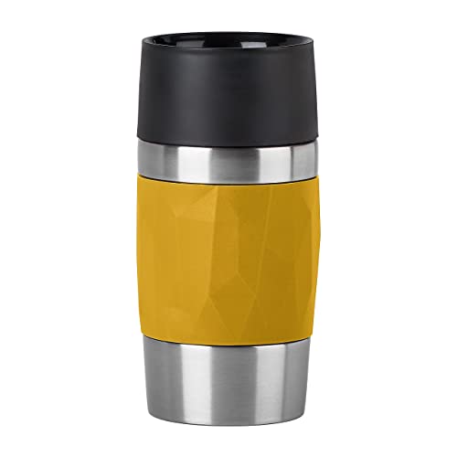 Emsa N21610 Travel Mug Compact Thermo-/Isolierbecher aus Edelstahl | 0,3 Liter | 3h heiß | 6h kalt | BPA-Frei | 100% dicht | auslaufsicher | spülmaschinengeeignet | 360°-Trinköffnung | Gelb