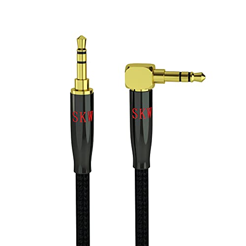 SKW Aux Kabel Auto Klinkenkabel 90 Grad 3.5mm Audio Kabel - Stereo Audio - Kopfhörerkabel für Auto Audiosystem, TV, Soundbar, Lautsprecher, Handy, Kopfhörer usw - 0.5M
