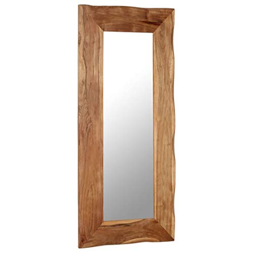 Festnight Spiegel Kosmetikspiegel 50 x 110 cm Massivholz | Retro Wandspiegel mit Holzrahmen aus Akazie Holz Flurspiegel Holzspiegel Badezimmerspiegel