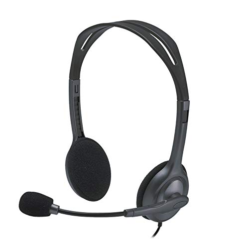 Logitech H111 Kopfhörer mit Mikrofon, Stereo-Headset, Verstellbares Mikrofon mit Rauschunterdrückung, Verstellbarer Kopfbügel, Audio/Mikrofon Dualanschluss mit zwei 3,5 mm Klinken - Schwarz