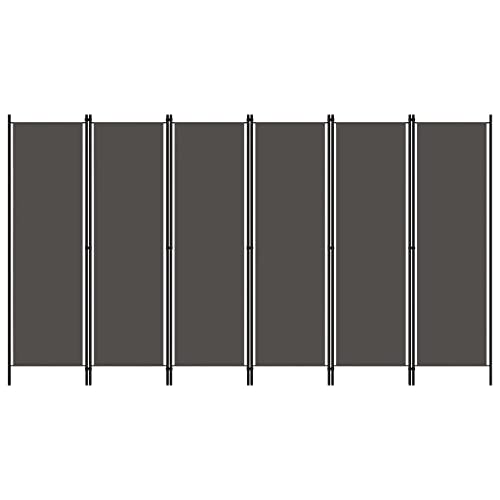 vidaXL Raumteiler Klappbar Freistehend Trennwand Paravent Umkleide Sichtschutz Spanische Wand Raumtrenner 6-TLG. Anthrazit 300x180cm Eisen Stoff