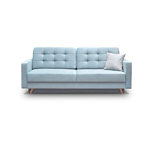 Schlafsofa Kippsofa Sofa mit Schlaffunktion Klappsofa Bettfunktion mit Bettkasten Couchgarnitur Couch Sofagarnitur - CARLA (Blau)