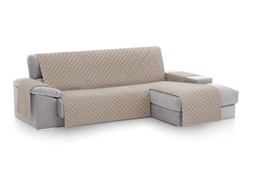 MALU Chaise Longue Sofa Bezug, Schutz für Rechtsarm Gesteppte Sofas - sofaueberwurf L Form - Größe -240cm. Farbe Beige (Vorderansicht)