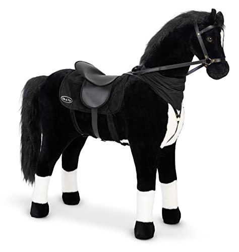 Ella & Piet® Großes XXL Stehpferd Amira mit Sattel 105 cm - Schwarz - Standpferd Pferd Reitpferd