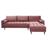 Invicta Interior Elegantes Ecksofa Cozy Velvet 260cm Altrosa Samt Federkern 3er-Sofa Samtoptik Eckcouch Sofa Couch
