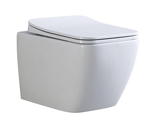 Cube Design Hänge WC spülrandlos Toilette inkl. WC Sitz mit Softclose Absenkautomatik + abnehmbar