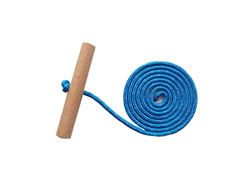 GENERIC PP Schlittenseil Seil Zugseil,150 cm Schlaufe Zugleine für Schlitten und Rodel im Winter, Schlitten Bobs, Kinder (blau). Schlmit Holzgriff aus Buchenholz.