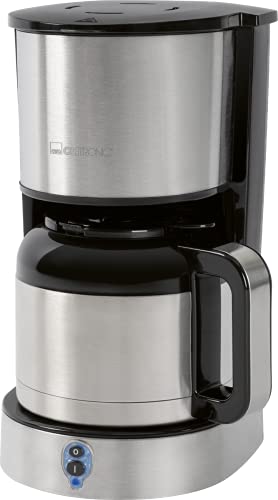 Clatronic KA 3756 elektrische Thermo-Kaffeemaschine, Kaffeemaschine, Filterkaffeemaschine für 8–10 Tassen Kaffee (ca. 1,2 Liter), Abschaltautomatik, Filtereinsatz, Edelstahl-Thermoskanne