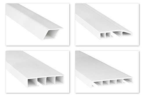 HEXIM Fenster/PVC Deckleisten Sonderformen - speziellen Hohlkammerprofile mit abgeschrägten Kanten und zum Klipsen, wahlweise mit Schaumkleband - 2 Meter je Leiste (45x10mm, HJ 223)
