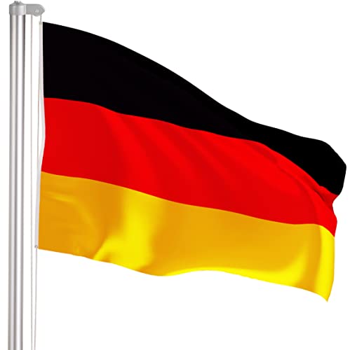 Brubaker Aluminium Fahnenmast inklusive Deutschlandflagge - Flaggenmast 6 m mit Erdhülse für Garten und Camping + Deutschland Flagge 150 x 90 cm