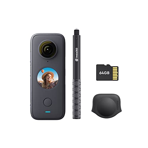 Insta360 ONE X2 Selfie Stick Kit – 5,7K 360° Action Kamera mit Stabilisierung, Wasserfest Dank IPX8, Touchscreen, automatische Videobearbeitung, Sprachsteuerung