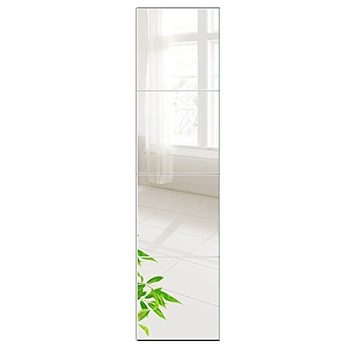 AUFHELLEN Wandspiegel 6 Stück 26x26cm aus Glas Spiegel HD DIY Rahmenlos Spiegelfliesen an der Tür für Bad- oder Wohnzimmer
